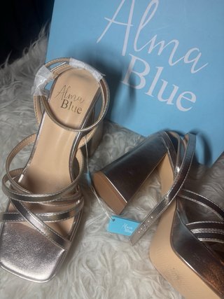 Sandalias Alma Blue Tacon Dorado