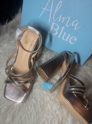 Sandalias Alma Blue Tacon Dorado