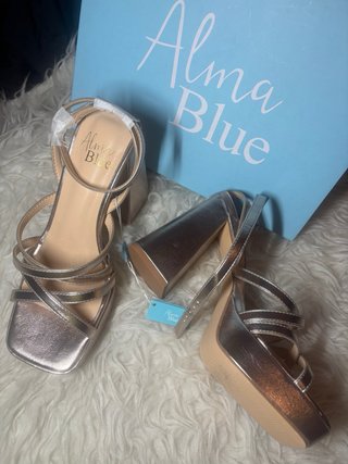 Sandalias Alma Blue Tacon Dorado