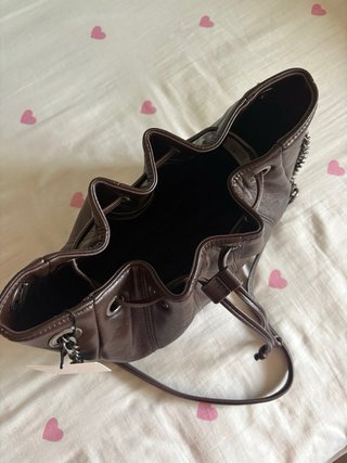Bolso Zara Marrón Piel Cadena