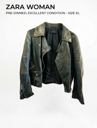 Cazadora Biker Zara Piel Envejecida XL