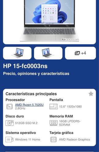 Portátil HP Laptop 15 fc0003ns Plata