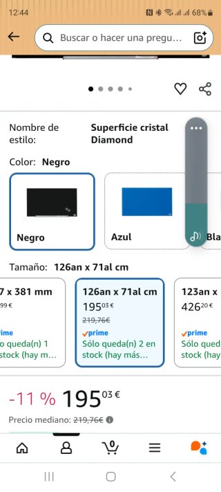 Pizarra Cristal Magnética 126x71cm Negra