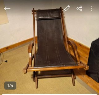 Hamaca vintage madera y cuero