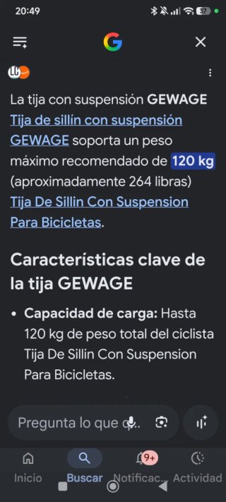 Tija Suspensión Gewage 31.6mm x 400mm
