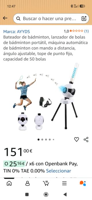 Lanzador Bádminton Automático Portátil
