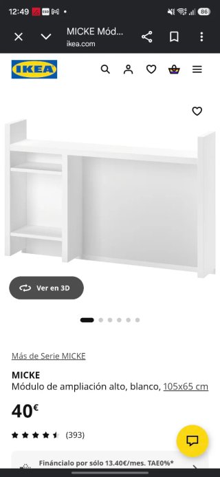 Módulo escritorio blanco 105x65