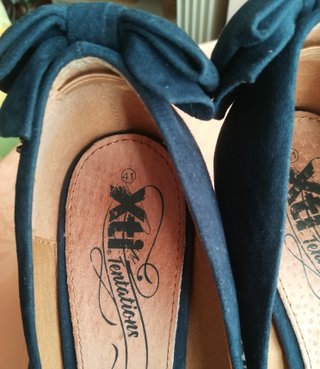 Zapatos Peep Toe Xti Azul Talla 41 Lazo