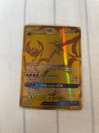 Carta Pokémon Lunala GX Fase 2 Dorada