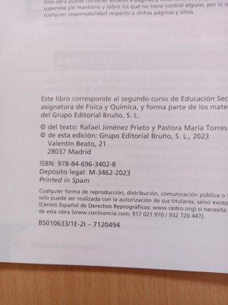Libro texto Física y Química. BRUÑO 2ESO.