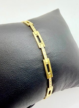 PULSERA BARRAS CON PIEDRAS ORO 18K. Peso 8.54g