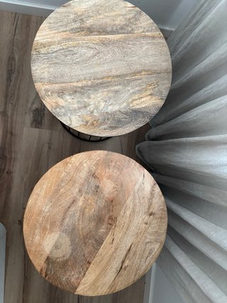 Mesas auxiliares madera de mango y metal
