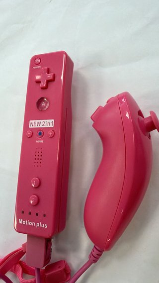 MANDO WII + NUNCHUCK PERIFERICO ROSA