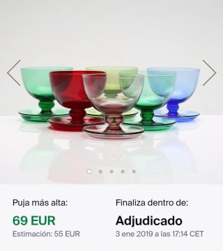 Original vintage    6 boles/copa postre glass