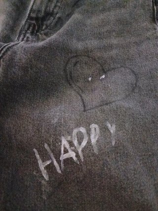 Jeans Tally Weijl grigio scuro con disegni a mano