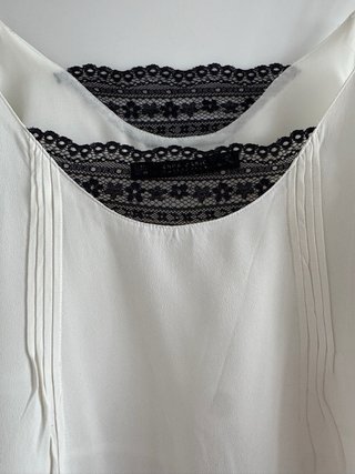 Top lencero Zara M encaje negro y blanco