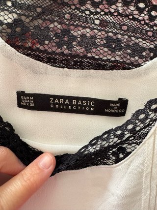 Top lencero Zara M encaje negro y blanco