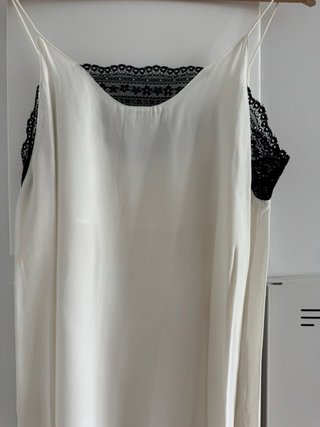 Top lencero Zara M encaje negro y blanco