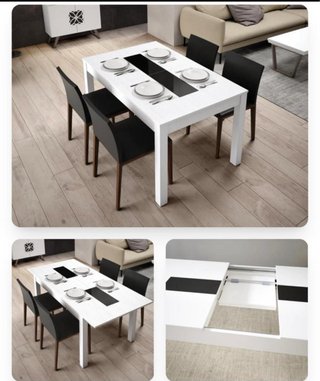 Mesa comedor extensible y 6 sillas madera