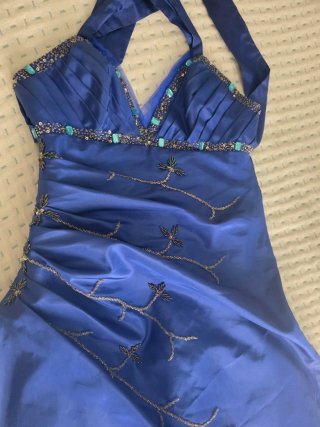 Vestido largo fiesta azul eléctrico