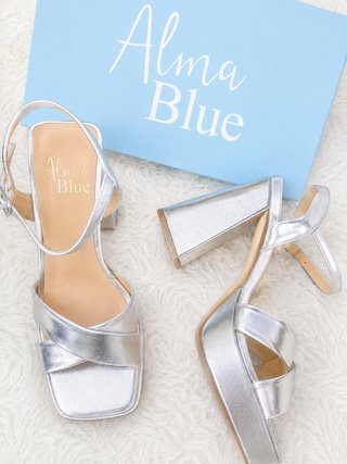 Sandalias Alma Blue Plataforma Tacón Plata