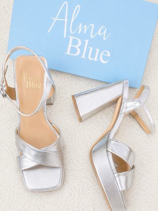 Sandalias Alma Blue Plataforma Tacón Plata
