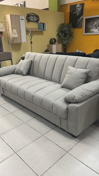 Sofá Cama Gris/Beige con Arcón