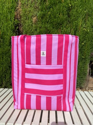 Bolso Maxi B.MANIA Rayas Rosa y Morado