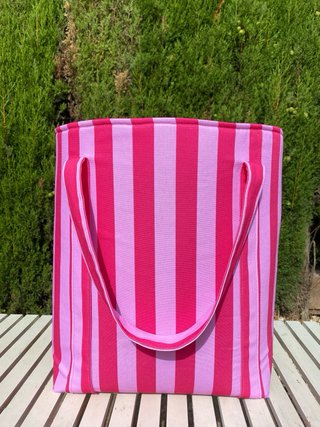 Bolso Maxi B.MANIA Rayas Rosa y Morado