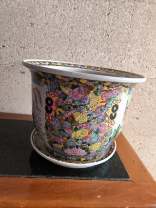 Macetero de cerámica multicolor Usado
