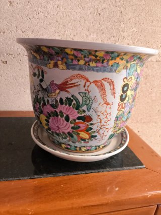 Macetero de cerámica multicolor Usado