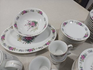 URGE Vajilla Porcelana Fina Flores Rosas