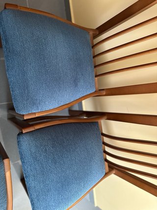 4 Sillas de Comedor Madera Tapizadas Azul