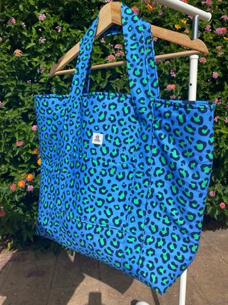 Bolso Maxi Leopardo Azul y Verde