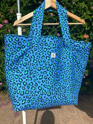 Bolso Maxi Leopardo Azul y Verde