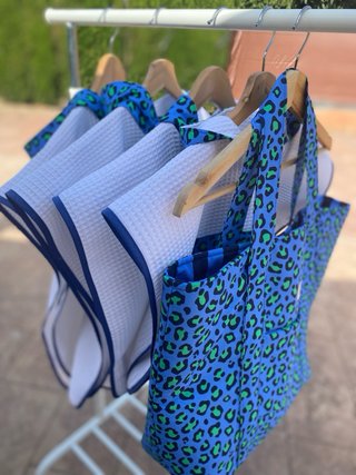 Bolso Maxi Leopardo Azul y Verde