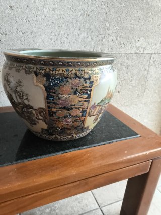 Macetero chino cerámica decorado