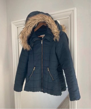 Abrigo acolchado H&M azul con capucha