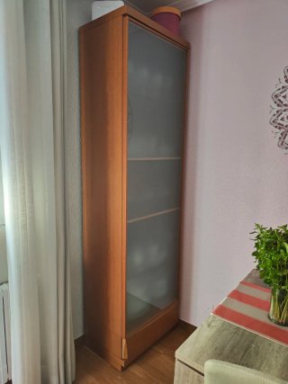 Vitrina de salón madera y cristal