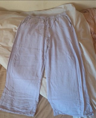 Pantalón ancho lino rosa Stradivarius