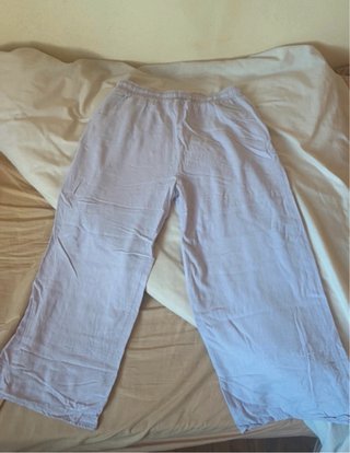 Pantalón ancho lino rosa Stradivarius