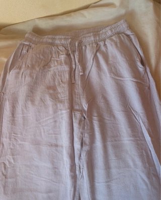 Pantalón ancho lino rosa Stradivarius