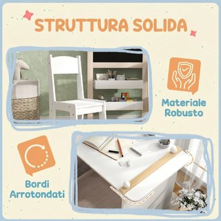 Set Tavolo e Sedia per Bambini 3-8 Anni con Lavagn