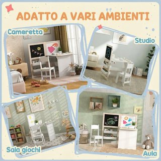 Set Tavolo e Sedia per Bambini 3-8 Anni con Lavagn