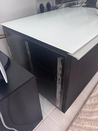 Mueble TV moderno cristal y tejido acustico