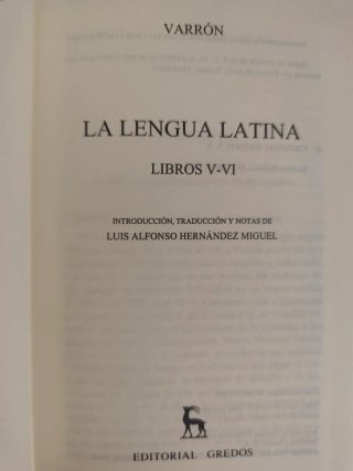 La lengua latina libros V-VI. Varrón