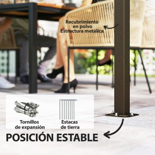 Cenador Jardín 3.7x3m Doble Techo Cortinas