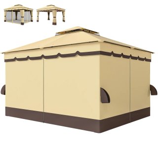 Cenador Jardín 3.7x3m Doble Techo Cortinas