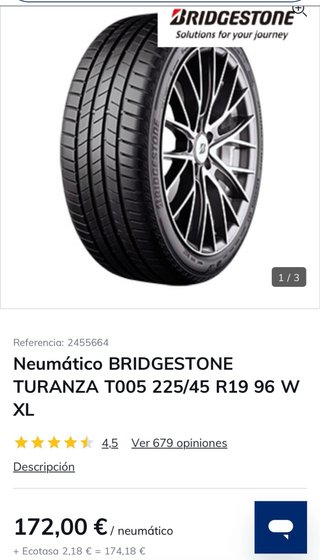 Neumáticos Bridgestone Turanza T005 225/45 R19 92W