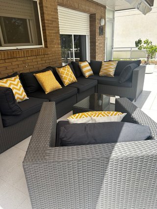 Conjunto Muebles Terraza gris con Cojines